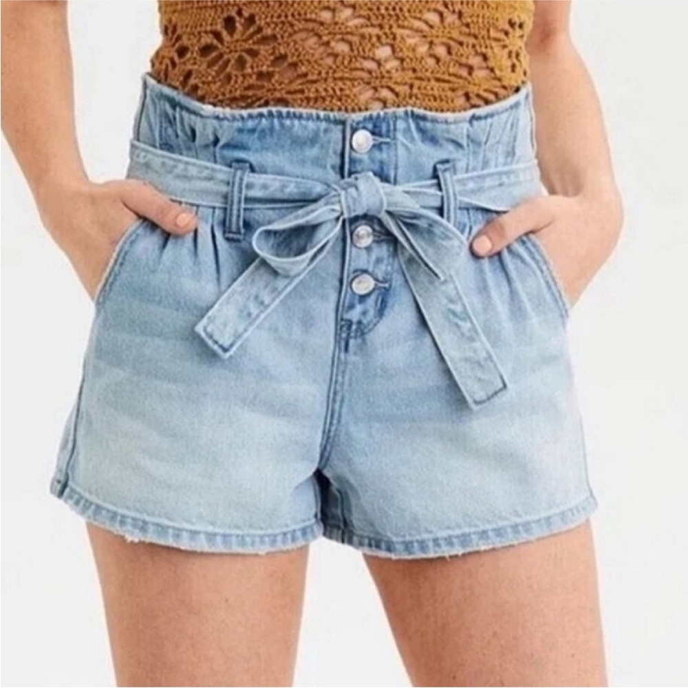 American Eagle Outfitters High Waist Blue Denim Mom Shorts